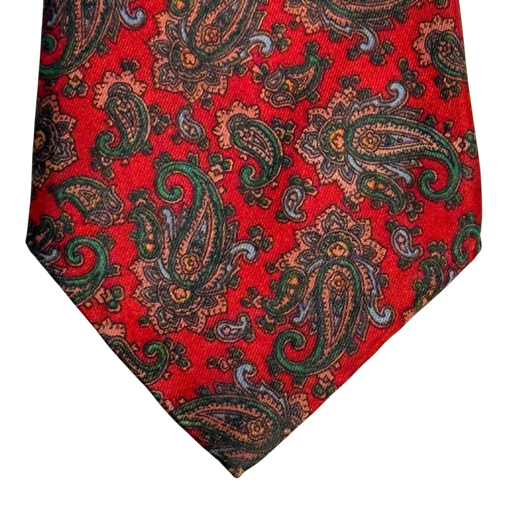 Vintage Goldlion Red Paisley Necktie Men's Classic Wide Tie Chinese Hong Kong